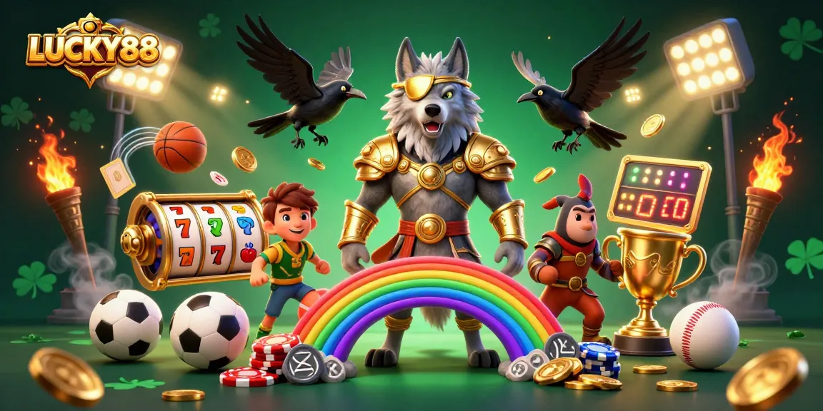 Experience the thrill of LUCKY88 as Odin leads a vibrant casino adventure with sports elements.