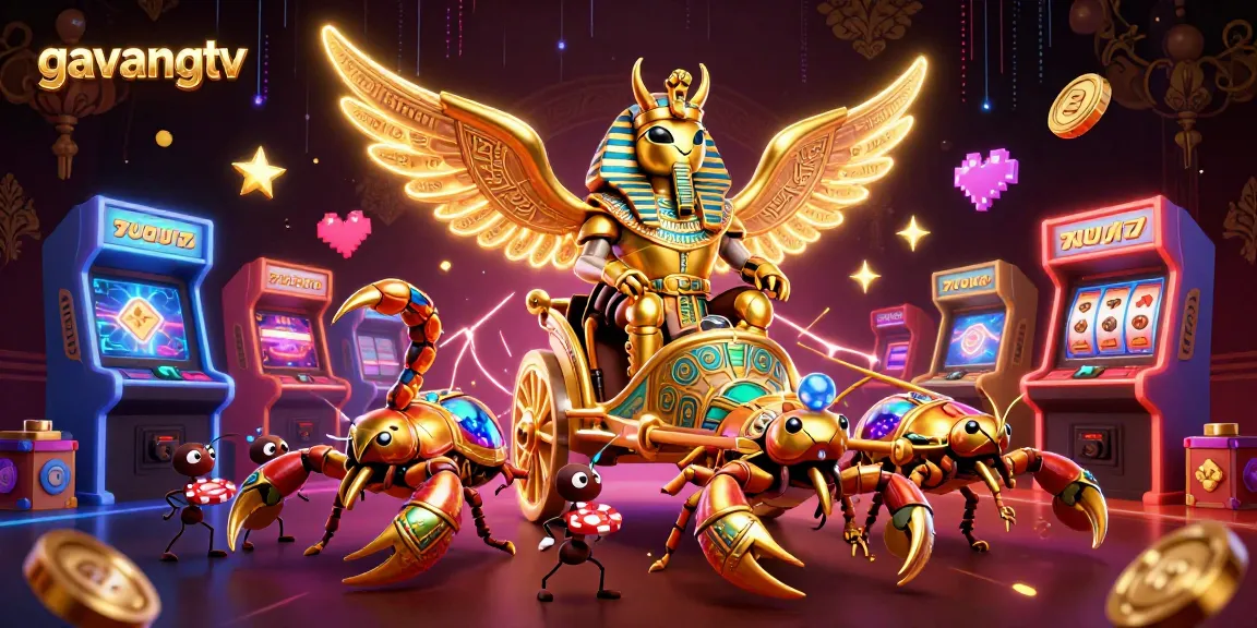 Experience thrilling spins with gavangtv's dazzling casino illustration featuring vibrant game elements.