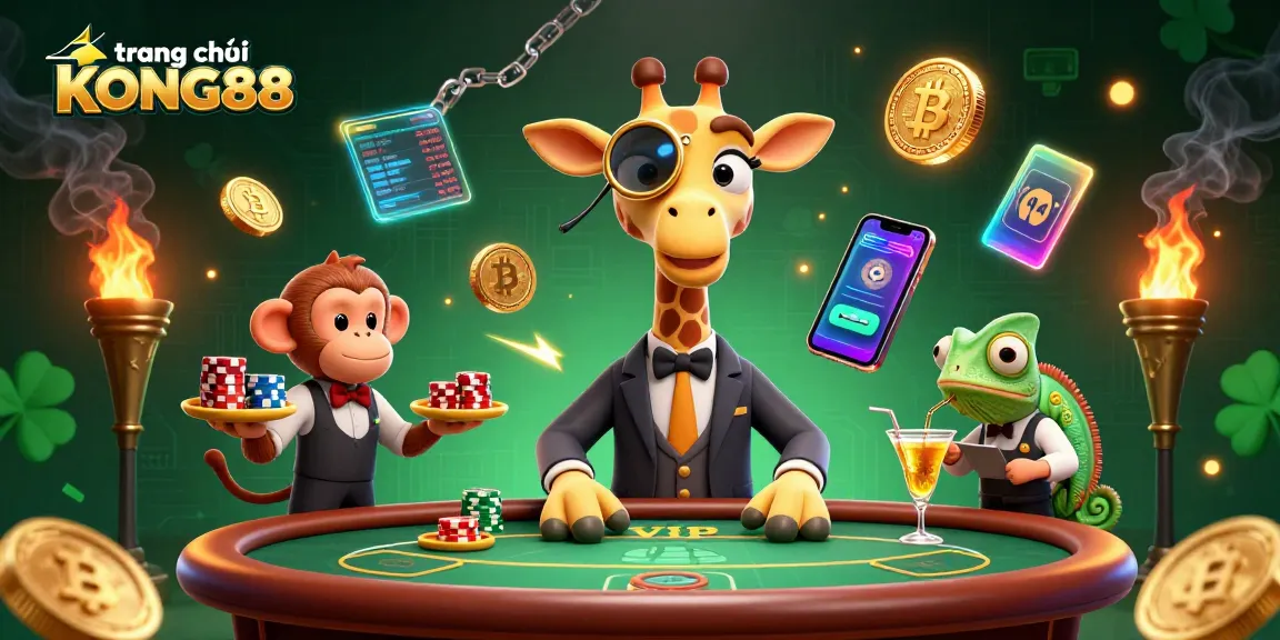Engage in thrilling gameplay at trang chủ KONG88 with vibrant characters and casino elements depicted in an epic 3D illustration.