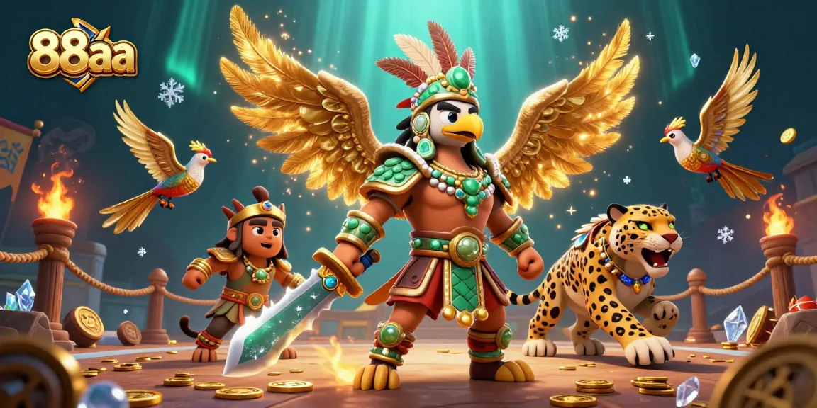 Engage with the vibrant 88aa scene showcasing rich 3D casino warriors amidst swirling gold coins.