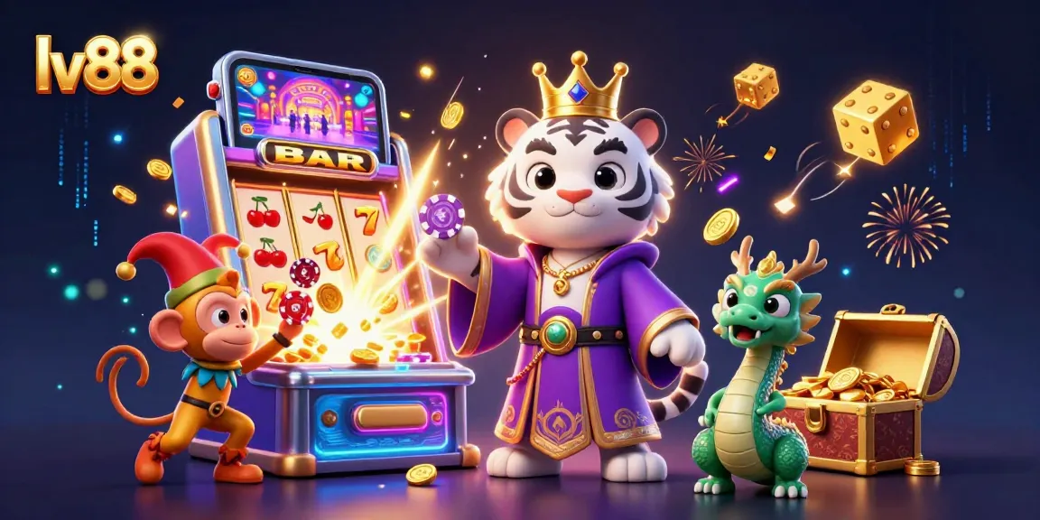 Experience thrilling jackpots at lv88, featuring stunning graphics of a royal tiger and playful gaming elements.