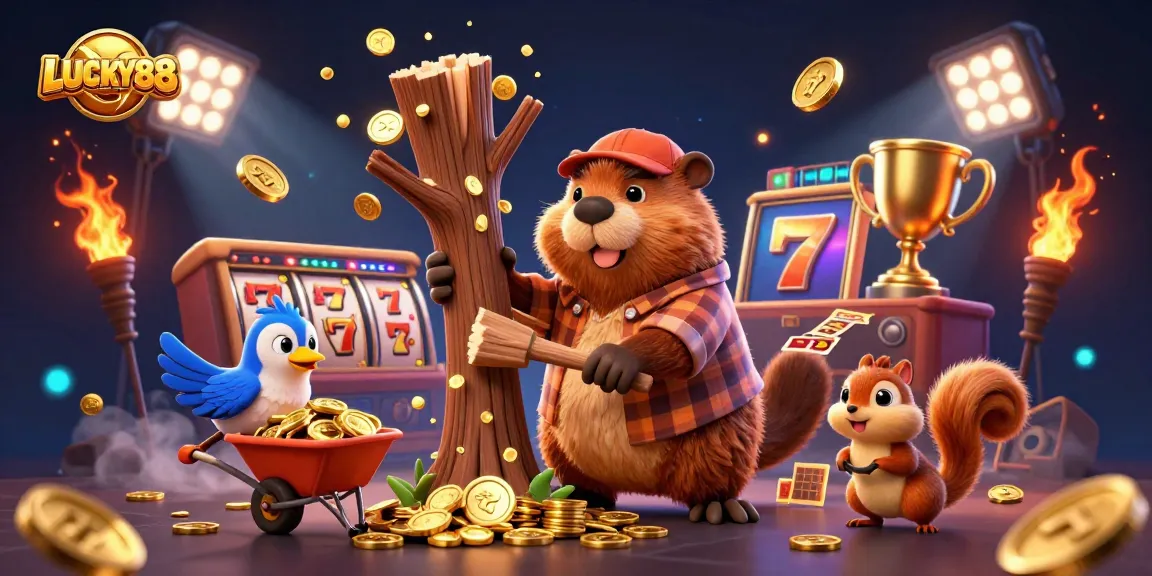 LUCKY88 offers thrilling slot gameplay where golden coins rain down, showcasing a fun casino adventure.