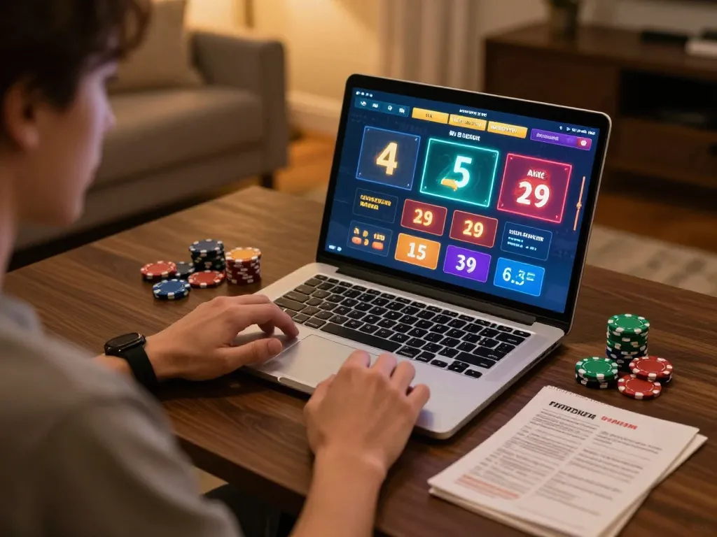 Player strategizing on 678vip online platform with casino gaming interface on laptop.