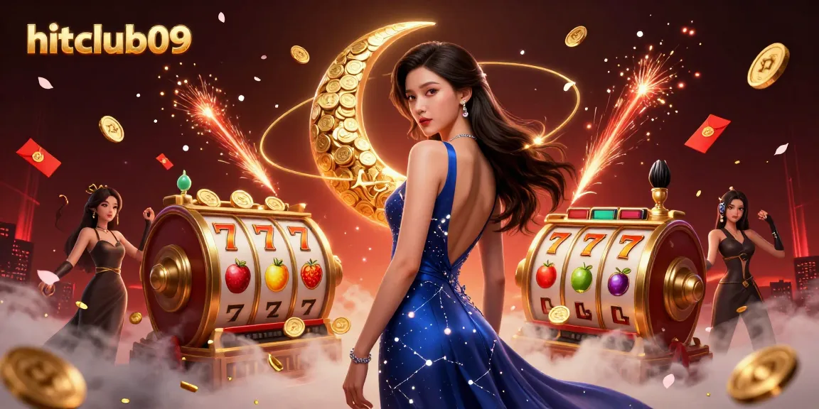 Experience exciting gaming at hitclub09 with colorful slot reels and a vibrant casino atmosphere.