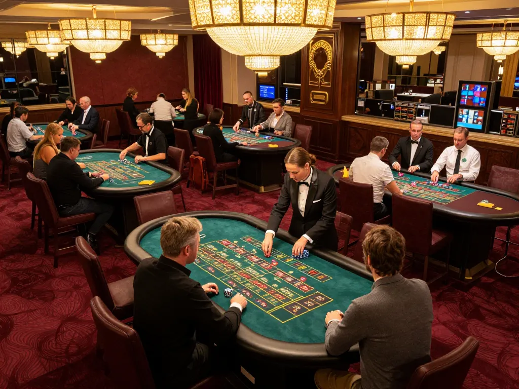 Players strategizing at roulette tables in an upscale casino environment featuring tg88, embodying luxury and excitement.