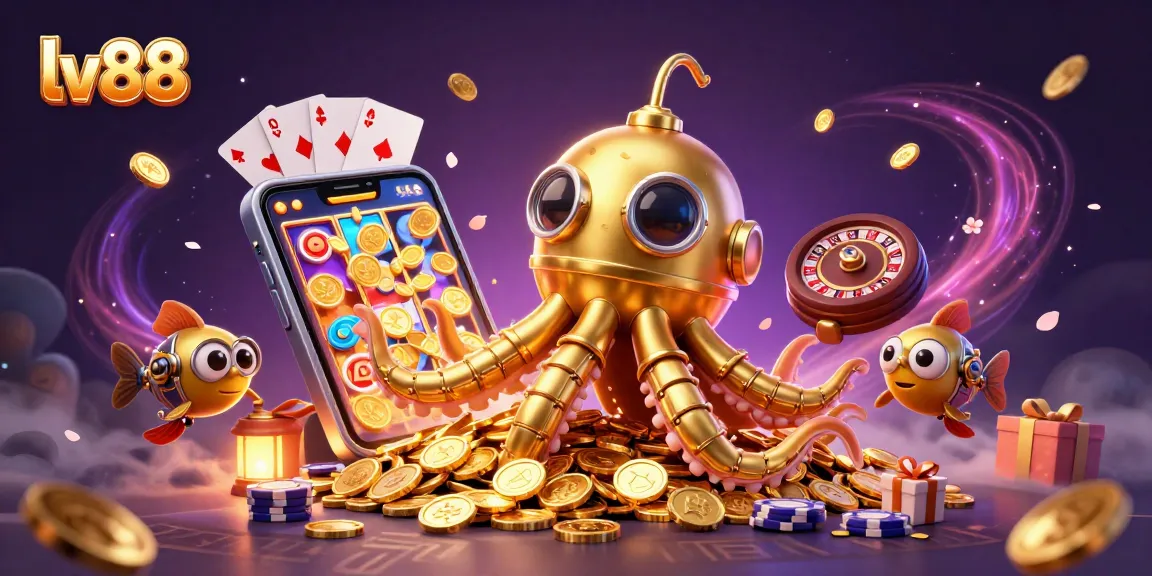 Experience thrilling gaming at lv88 with a dynamic underwater casino scene filled with vibrant elements.