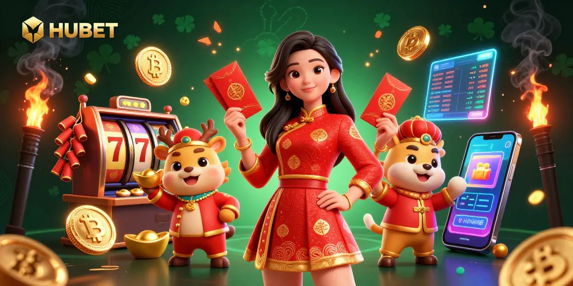 Engage in thrilling gameplay at HUBET with dynamic casino elements featuring vibrant characters and exciting symbols.