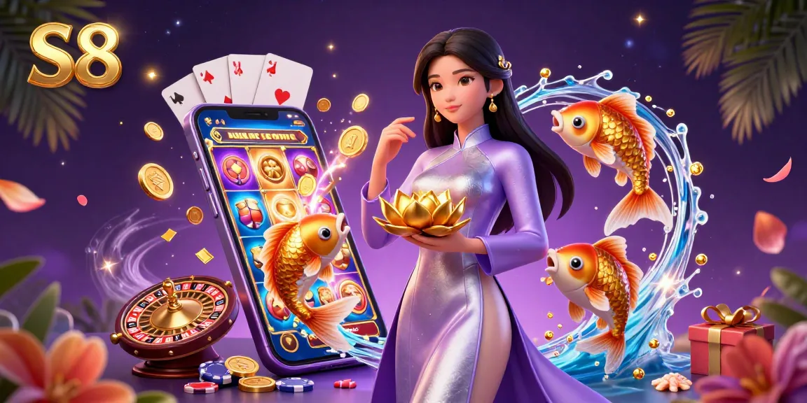 S8 elevates the gaming experience with 3D scenes featuring elegant Asian imagery and dynamic casino elements.