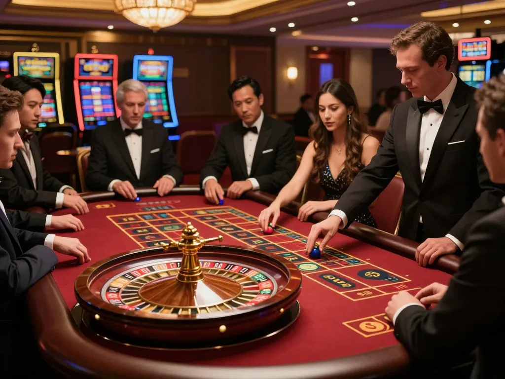 Exciting roulette gameplay at Trang chủ go99, players placing bets, vibrant casino atmosphere.