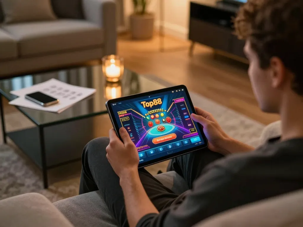Engaging with the Top88 casino app for dynamic online gameplay.