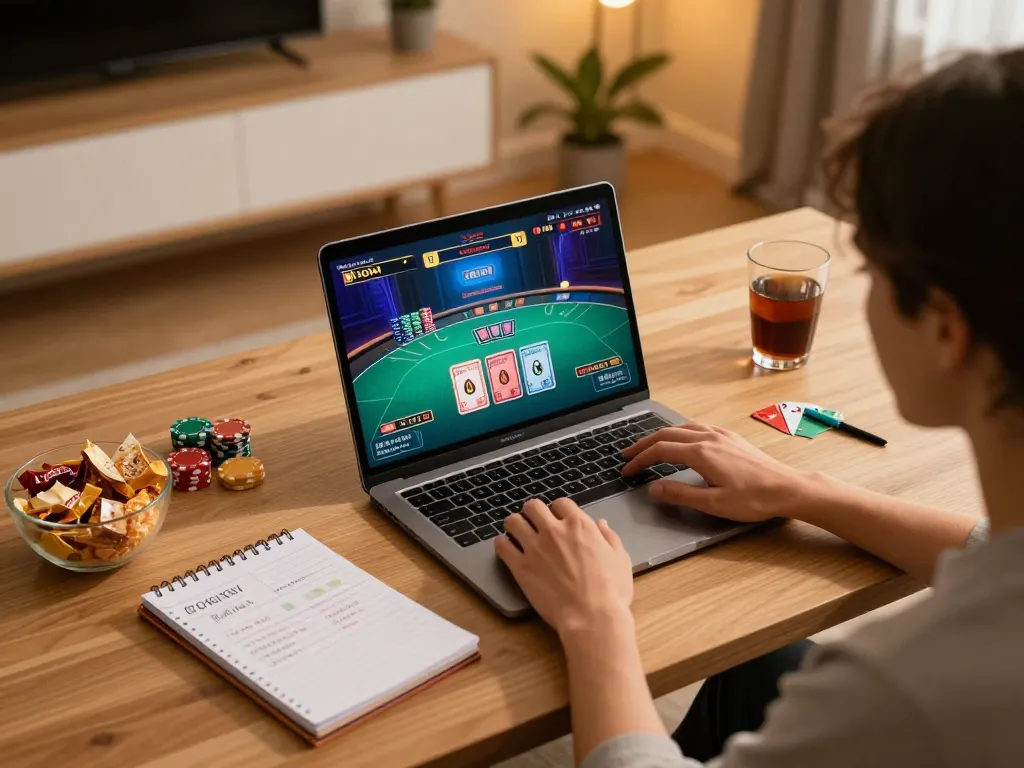 Player enjoying live dealer blackjack on KP88 platform with vibrant screen and strategic notes