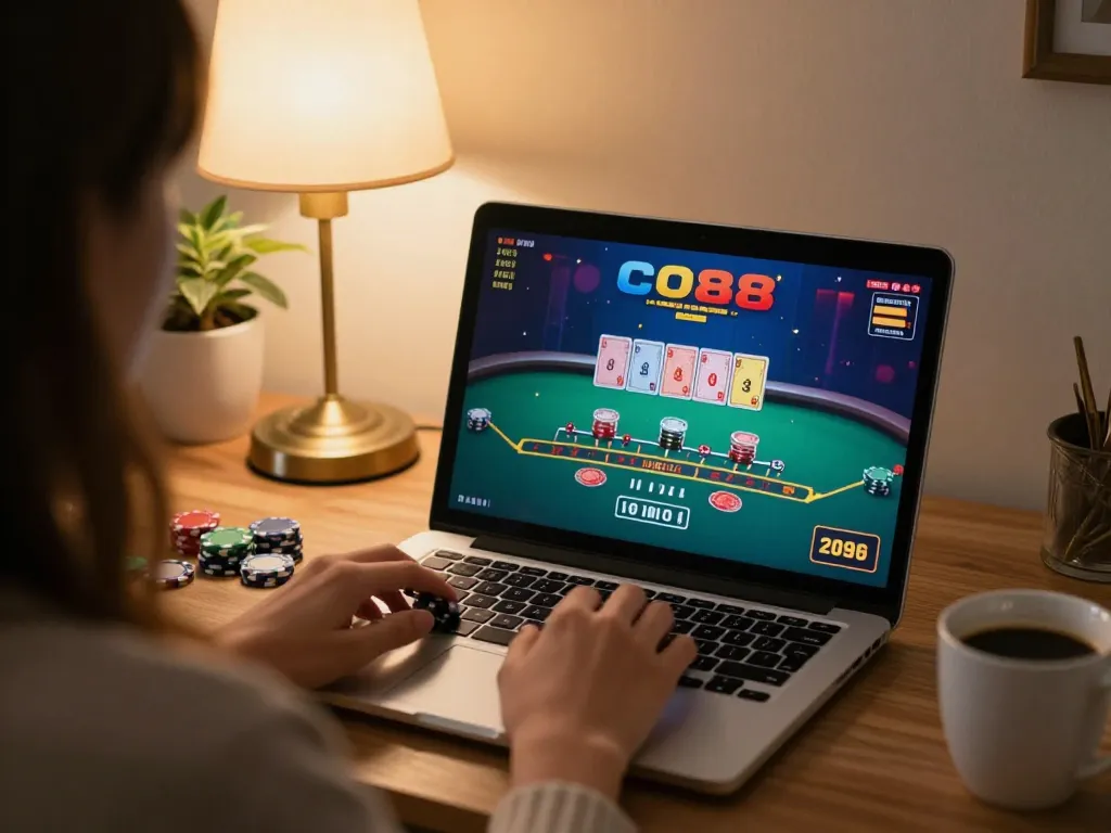 Player engaging in a live dealer casino game on the co88 platform, showcasing strategic gameplay