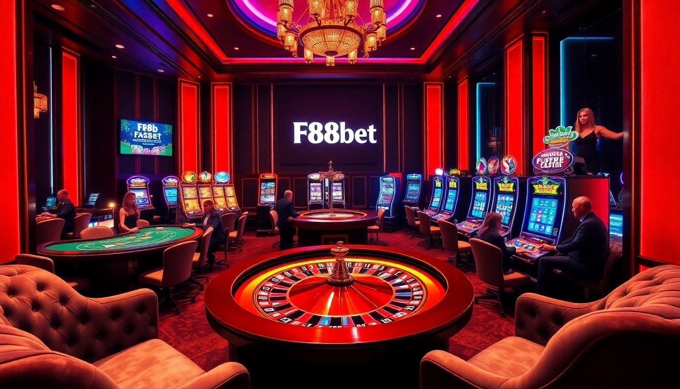 Experience the thrill of gambling at F88bet’s vibrant casino gaming room.