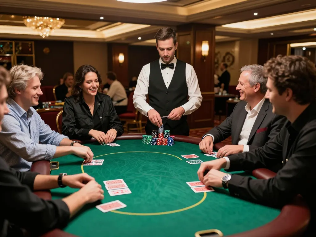 Players engaged in a thrilling poker game at hitclub-9 casino, showcasing strategic gameplay