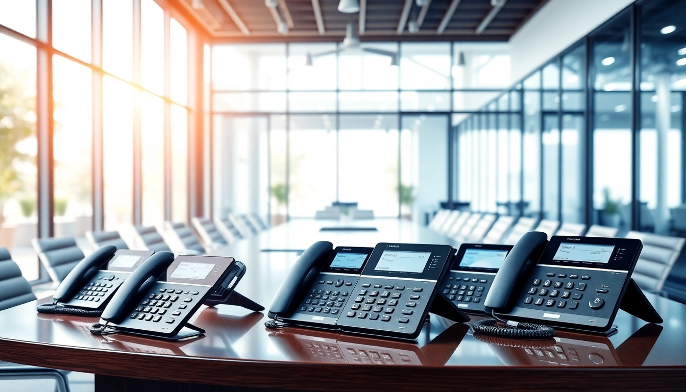 View of advanced telephone systems showcased in a professional office, enhancing communication.