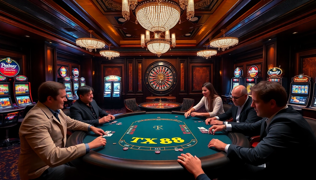 Experience the thrill of winning at TX88 high-stakes poker in a luxurious casino setting.