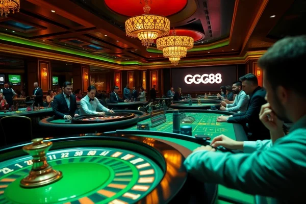 Players engage with the exciting games at nhà cái gg88, showcasing a lively casino atmosphere.