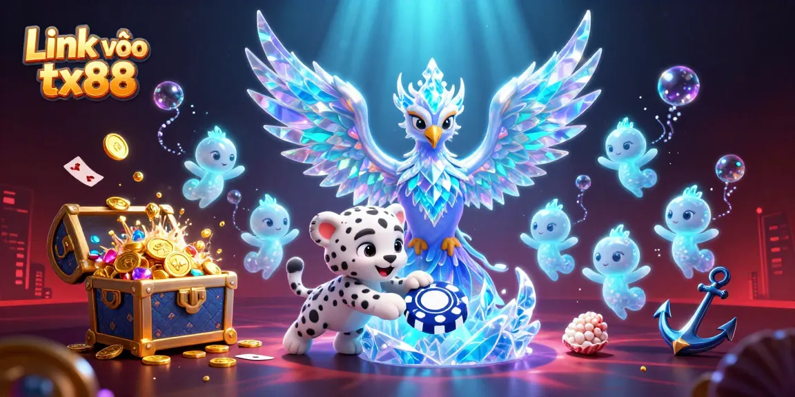 Engage in thrilling moments with Link vào tx88 while playing casino games amid a captivating ice-themed scene.