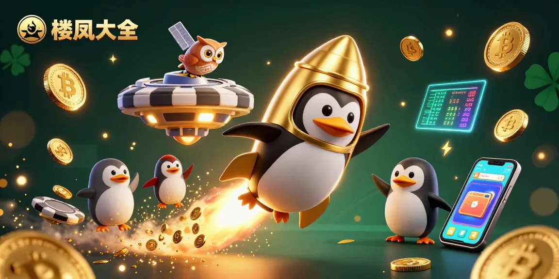 Watch the 楼凤大全 rocket-powered penguin navigate a vibrant casino galaxy filled with golden coins and crypto elements.